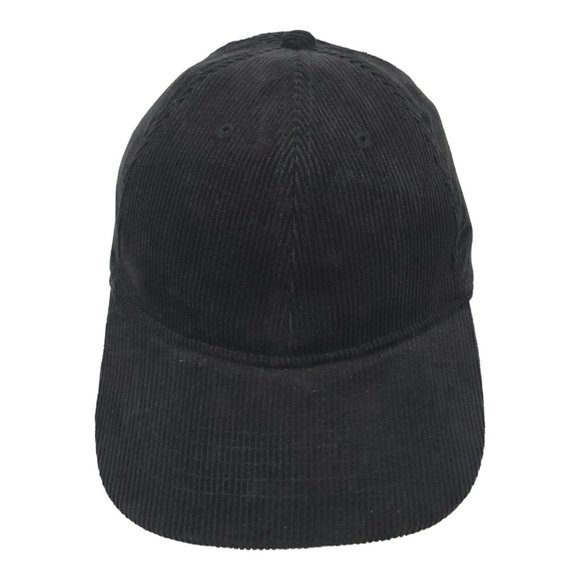 Black Corduroy Adjustable Tuck Strap OSFM Cap Trucker Baseball Hat NEW - Picture 1 of 12